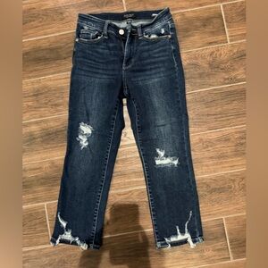 Judy Blue Dark Wash Distressed Ankle Jeans